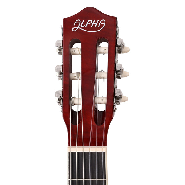 Alpha 39 Inch Classical Guitar Wooden Body Nylon String Beginner Gift Sunburst Alpha