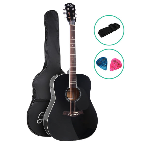 ALPHA 41 Inch Wooden Acoustic Guitar Black freeshipping - Awezingly