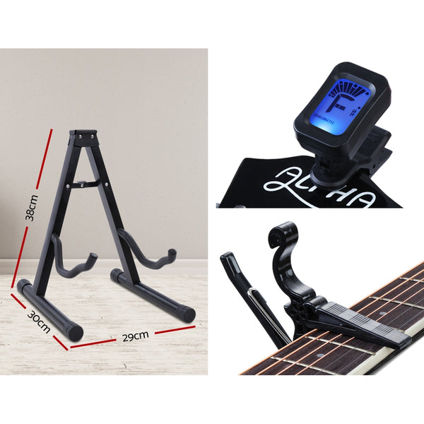 ALPHA 41 Inch Wooden Acoustic Guitar with Accessories set Black freeshipping - Awezingly
