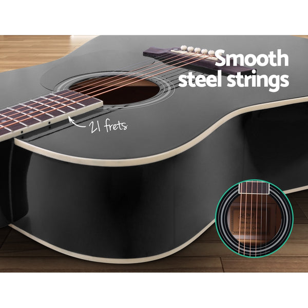 ALPHA 41 Inch Wooden Acoustic Guitar with Accessories set Black freeshipping - Awezingly