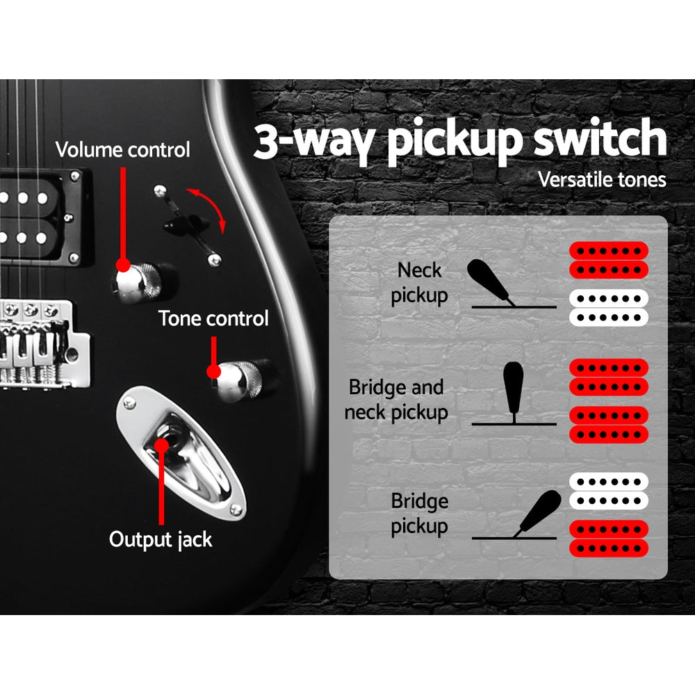 Alpha Electric Guitar Music String Instrument Rock Black Carry Bag Steel String freeshipping - Awezingly