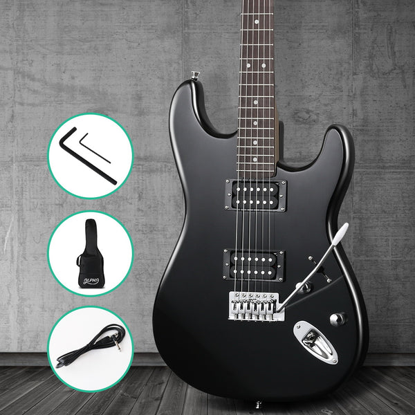 Alpha Electric Guitar Music String Instrument Rock Black Carry Bag Steel String freeshipping - Awezingly