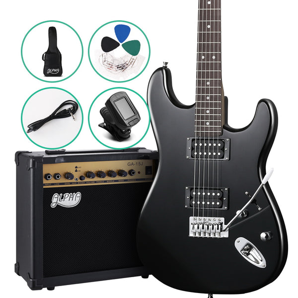 Alpha Electric Guitar And AMP Music String Instrument Rock Black Carry Bag Steel String freeshipping - Awezingly