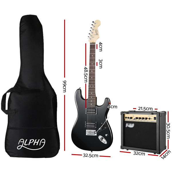 Alpha Electric Guitar And AMP Music String Instrument Rock Black Carry Bag Steel String freeshipping - Awezingly