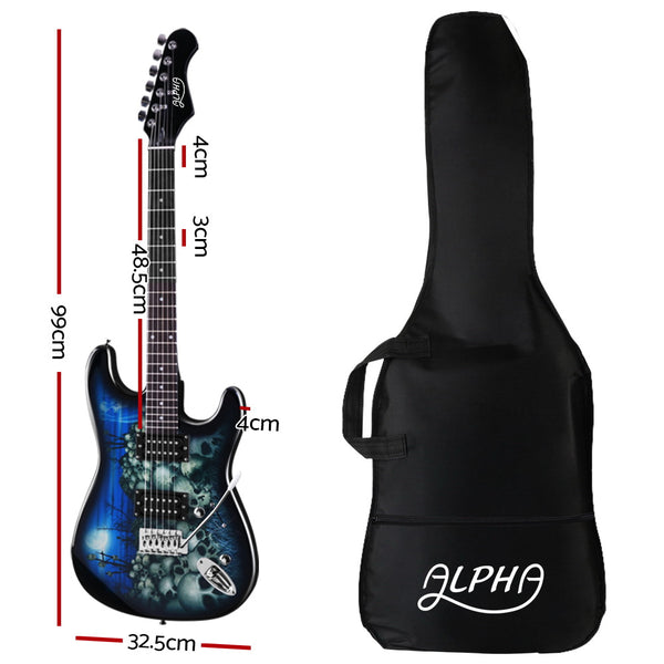 Alpha Electric Guitar Music String Instrument Rock Blue Carry Bag Steel String freeshipping - Awezingly