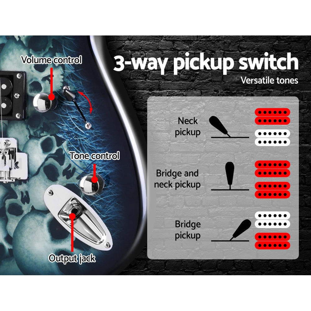 Alpha Electric Guitar Music String Instrument Rock Blue Carry Bag Steel String freeshipping - Awezingly