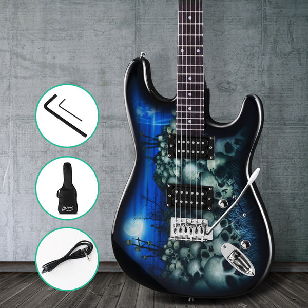 Alpha Electric Guitar Music String Instrument Rock Blue Carry Bag Steel String freeshipping - Awezingly