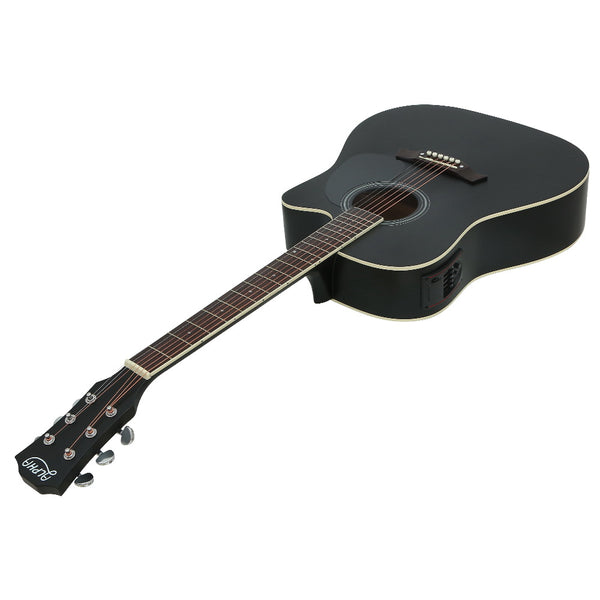 Alpha 41 Inch Electric Acoustic Guitar Full Size EQ Bass Black
