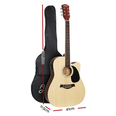 Alpha 41 Inch Electric Acoustic Guitar Wooden Classical with Pickup Capo Tuner Bass Natural