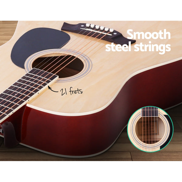 ALPHA 41 Inch Wooden Acoustic Guitar with Accessories set Natural Wood freeshipping - Awezingly