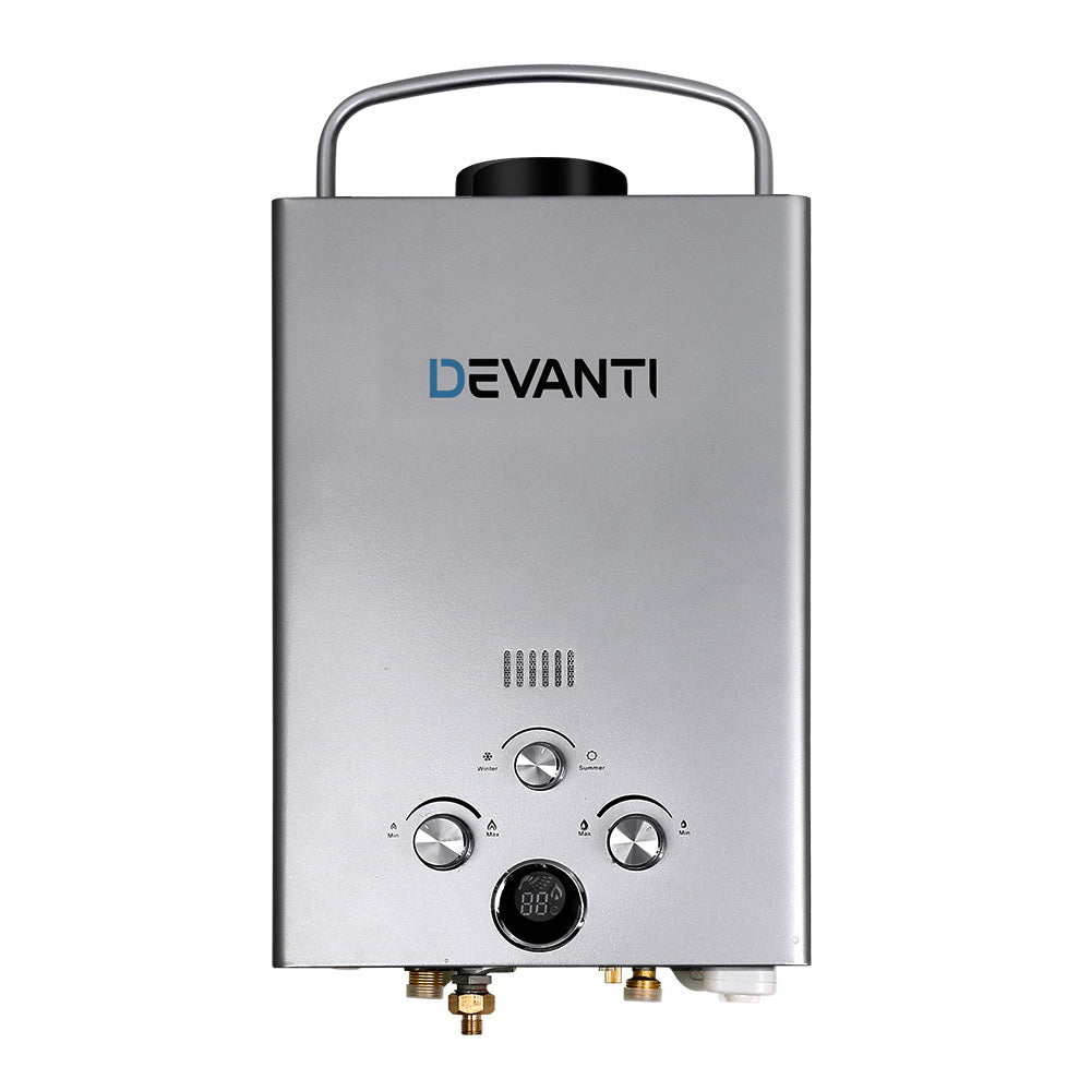 Devanti Outdoor Gas Hot Water Heater Portable Camping Shower 12V Pump Grey Devanti