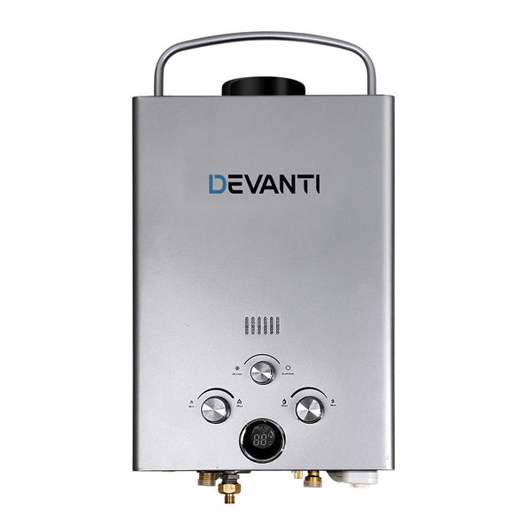 Devanti Outdoor Gas Hot Water Heater Portable Camping Shower 12V Pump Grey Devanti
