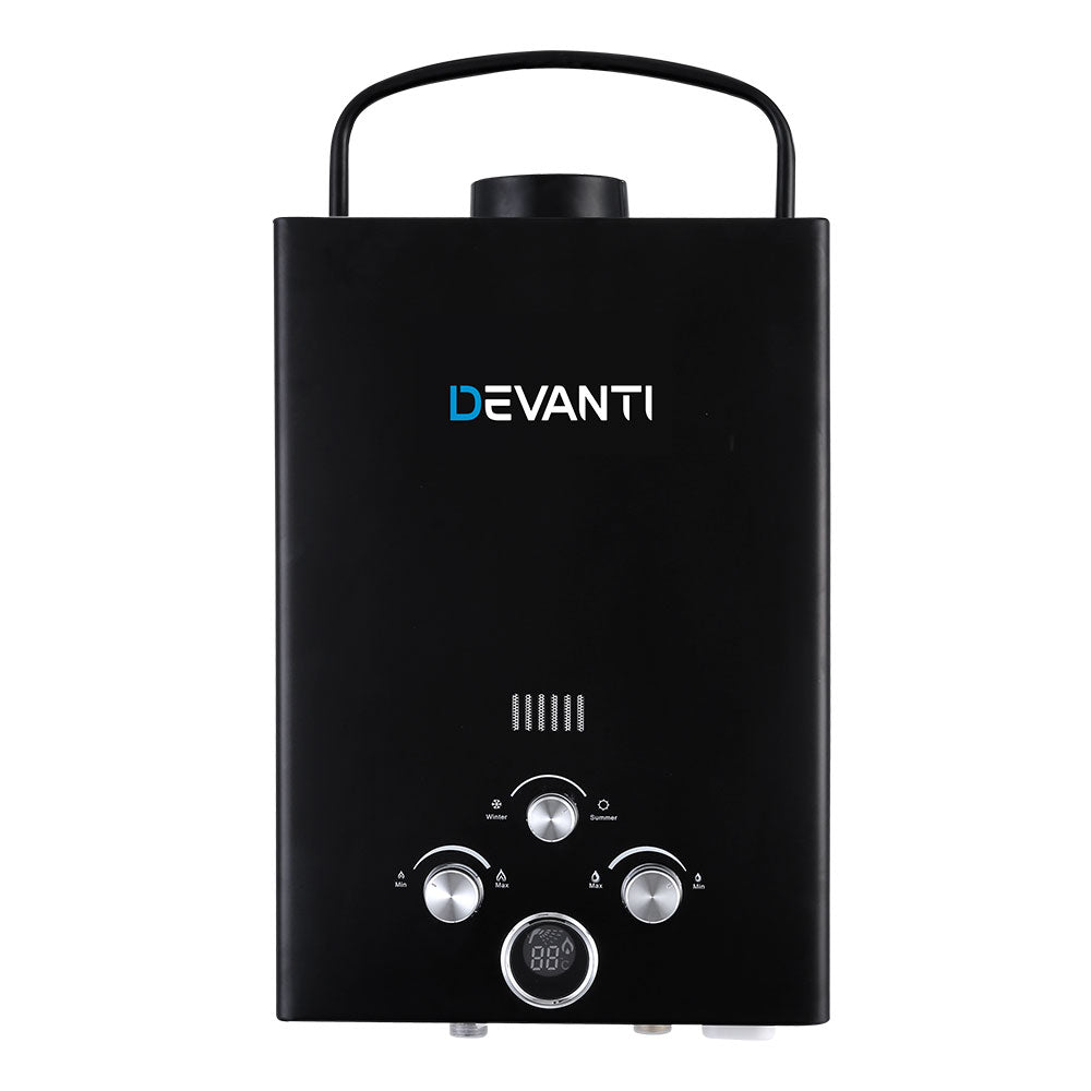Devanti Outdoor Portable Gas Water Heater 8LPM Camping Shower Black Devanti
