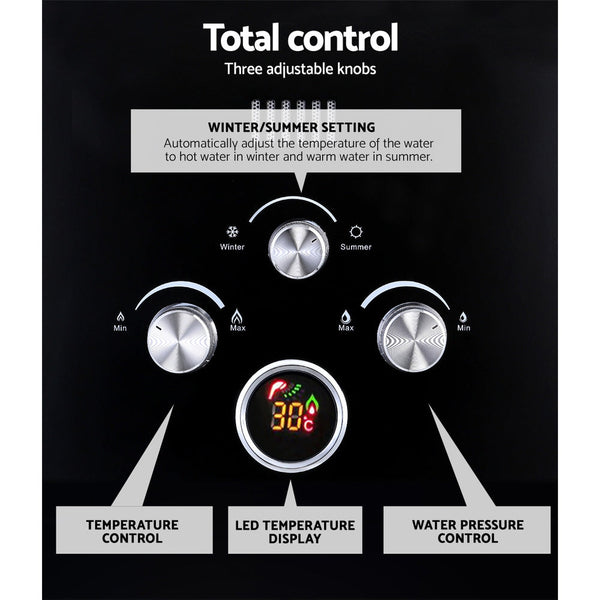 Devanti Outdoor Portable Gas Water Heater 8LPM Camping Shower Black Devanti