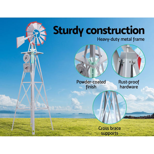 Garden Windmill 6FT 186cm Metal Ornaments Outdoor Decor Ornamental Wind Will freeshipping - Awezingly