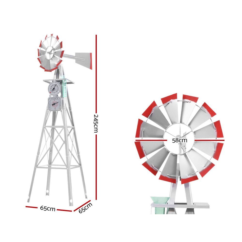Garden Windmill 8FT 245cm Metal Ornaments Outdoor Decor Ornamental Wind Will freeshipping - Awezingly