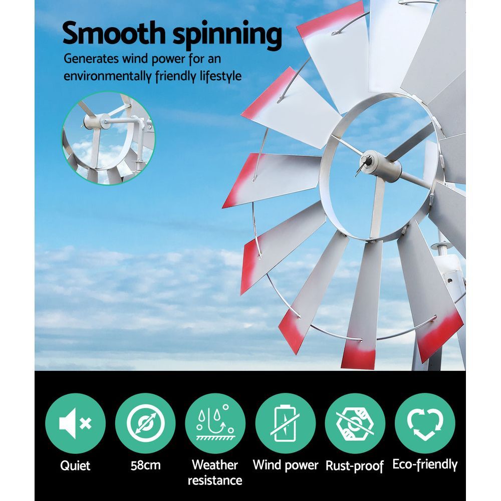Garden Windmill 8FT 245cm Metal Ornaments Outdoor Decor Ornamental Wind Will freeshipping - Awezingly