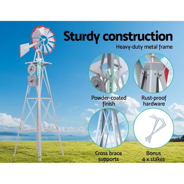 Garden Windmill 8FT 245cm Metal Ornaments Outdoor Decor Ornamental Wind Will freeshipping - Awezingly
