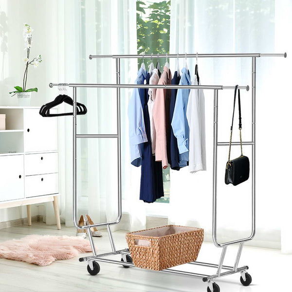 Artiss Clothes Rack Airer Double Rail Coat Stand Adjustable Hanger Artiss