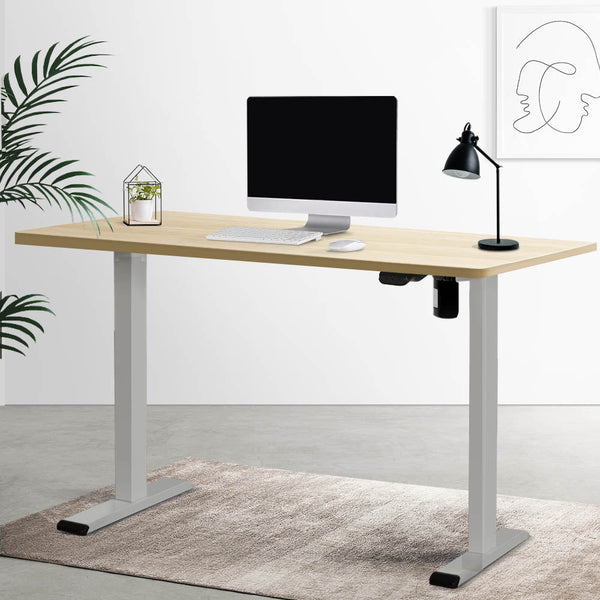 Artiss Electric Standing Desk Motorised Sit Stand Desks Table Grey Oak 140cm Artiss