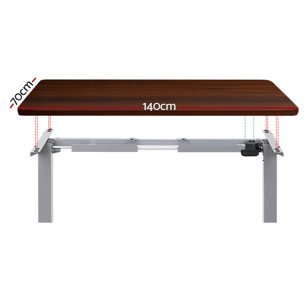 Artiss Electric Standing Desk Motorised Sit Stand Desks Table Grey Walnut 140cm Artiss