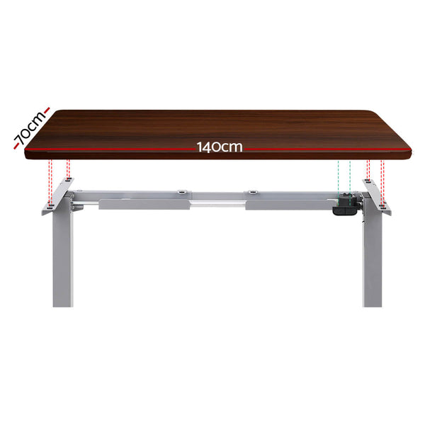 Artiss Electric Standing Desk Motorised Sit Stand Desks Table Grey Walnut 140cm Artiss