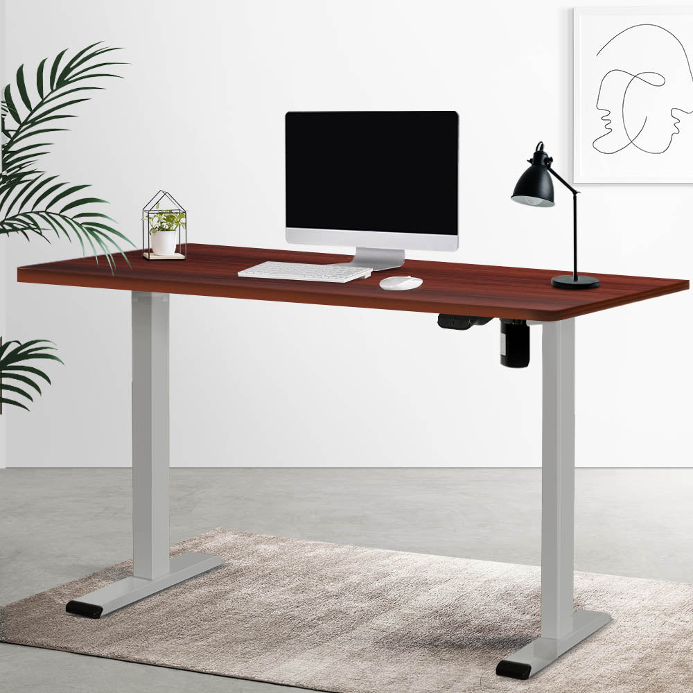 Artiss Electric Standing Desk Motorised Sit Stand Desks Table Grey Walnut 140cm Artiss