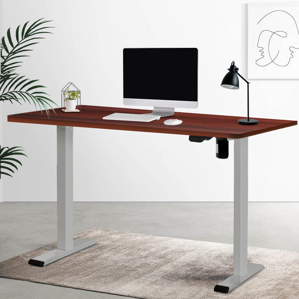 Artiss Electric Standing Desk Motorised Sit Stand Desks Table Grey Walnut 140cm Artiss