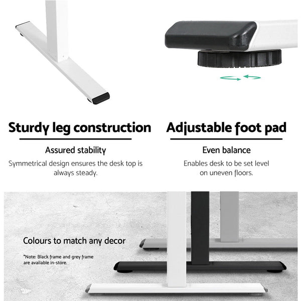 Artiss Standing Desk Sit Stand Motorised Height Adjustable Frame Only White Artiss