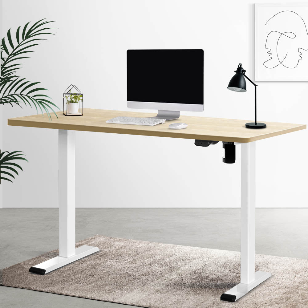 Artiss Electric Standing Desk Motorised Sit Stand Desks Table White Oak 140cm Artiss