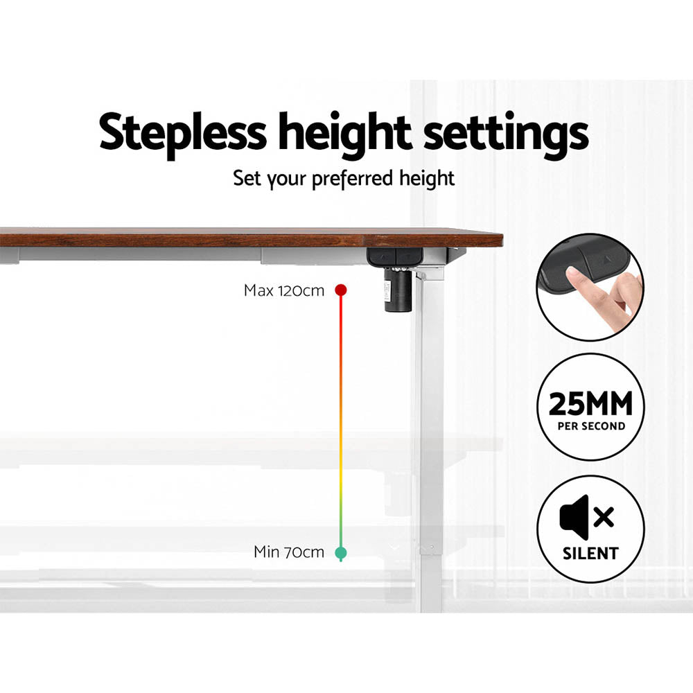Artiss Electric Standing Desk Motorised Adjustable Sit Stand Desks White Brown Artiss