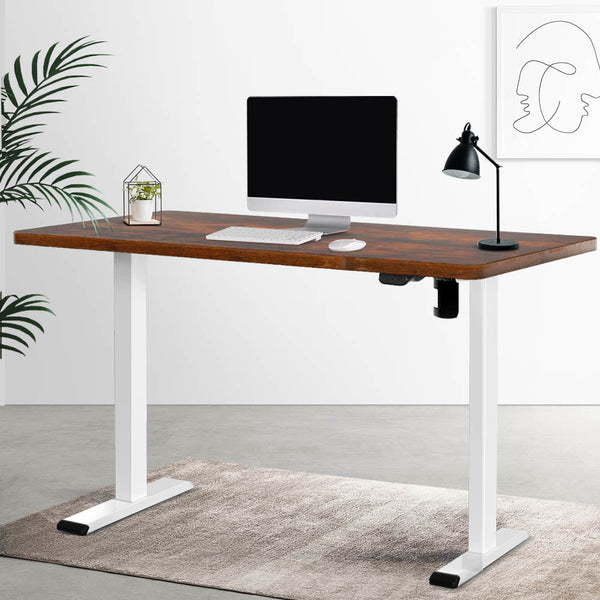Artiss Electric Standing Desk Motorised Adjustable Sit Stand Desks White Brown Artiss