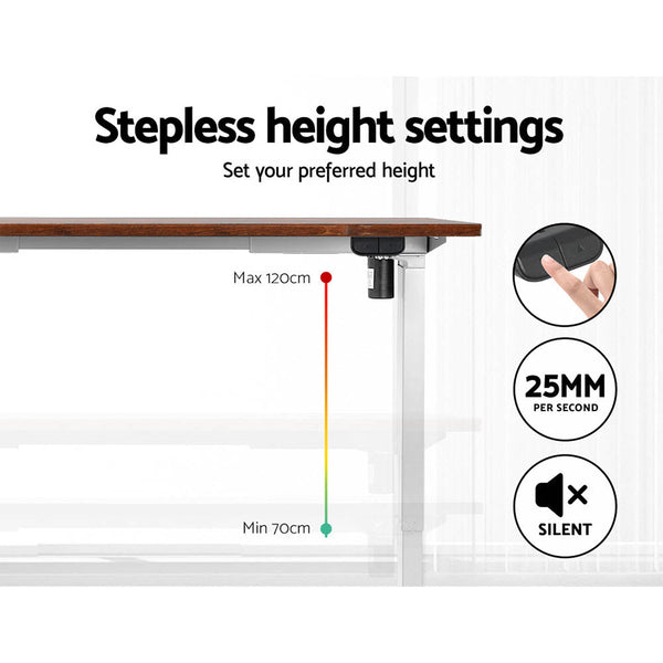 Artiss Electric Standing Desk Motorised Sit Stand Desks Table White Brown 140cm Artiss