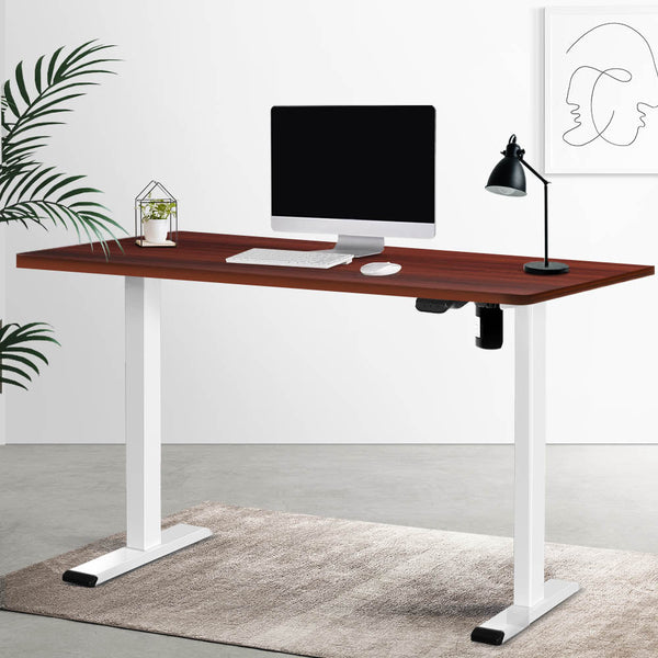 Artiss Electric Standing Desk Motorised Adjustable Sit Stand Desks White Walnut Artiss