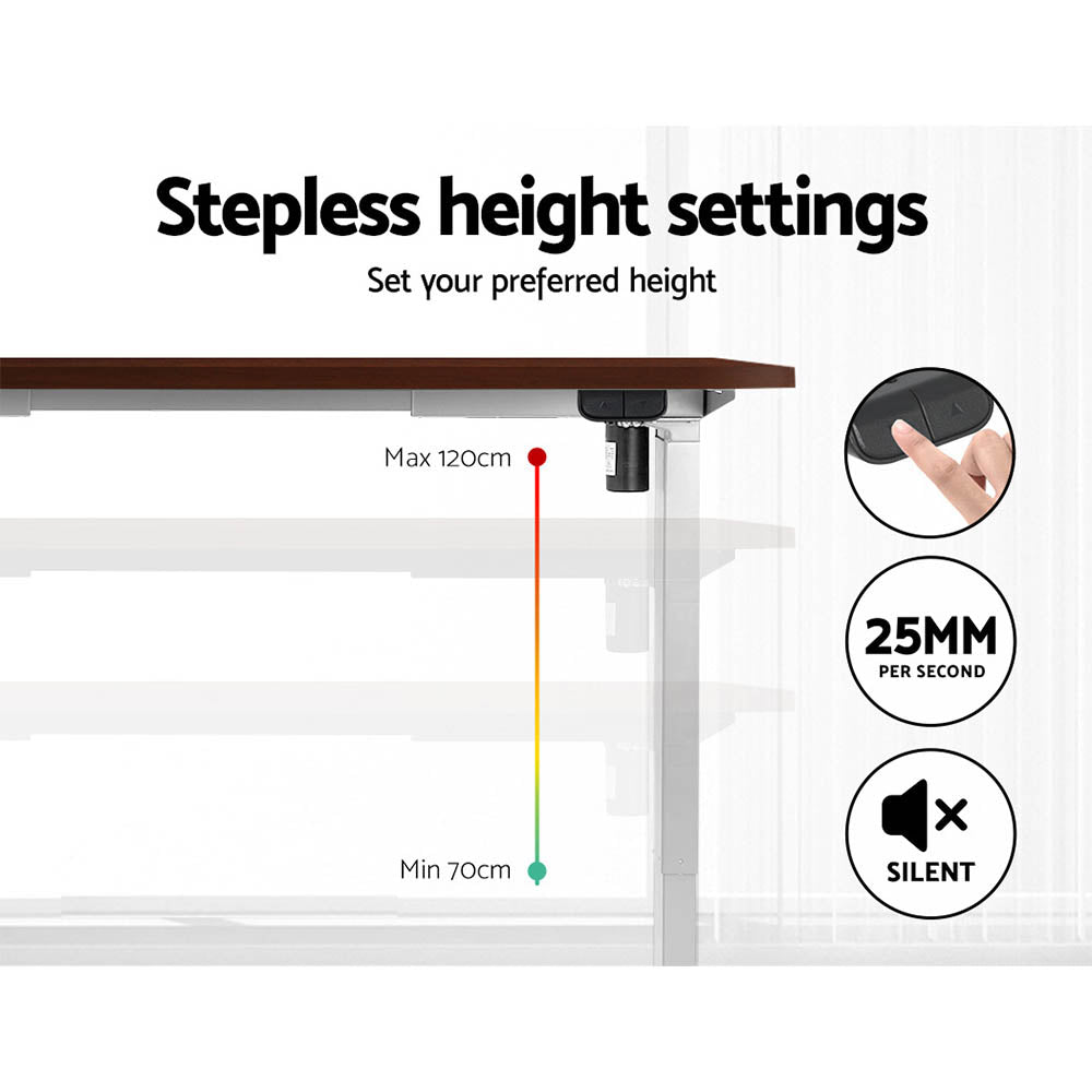 Artiss Electric Standing Desk Motorised Sit Stand Desks Table White Walnut 140cm Artiss
