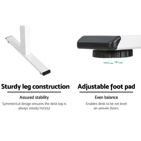 Artiss Standing Desk Sit Stand Motorised Adjustable Frame Only White Dual Motor Artiss