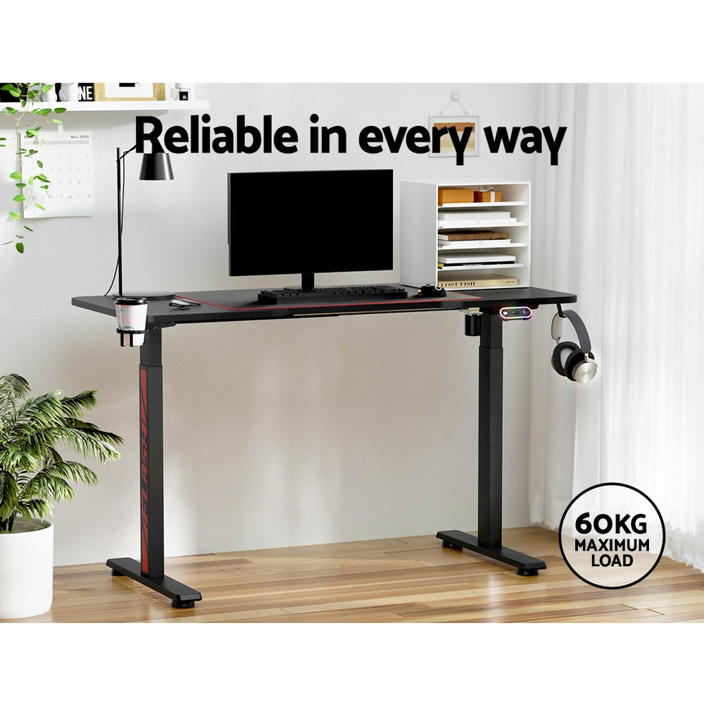 Artiss Electric Standing Desk Gaming Desks Sit Stand Table RGB Light Home Office Artiss