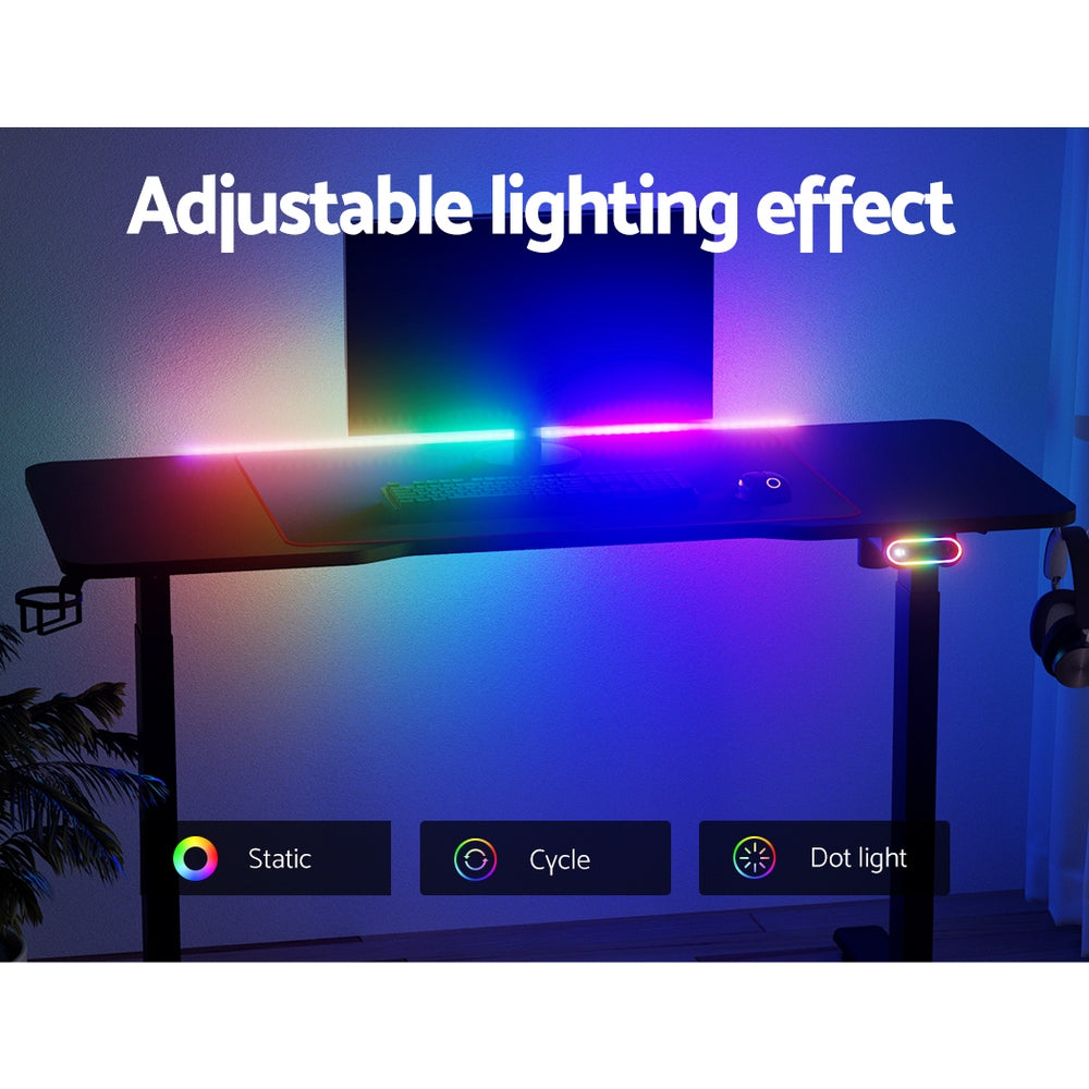 Artiss Electric Standing Desk Gaming Desks Sit Stand Table RGB Light Home Office Artiss
