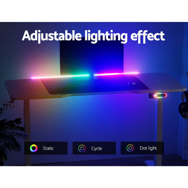 Artiss Electric Standing Desk Sit Stand Gaming Desks RGB Light Home Office Table Artiss
