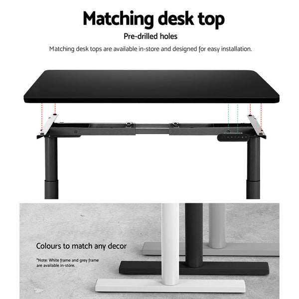 Artiss Standing Desk Sit Stand Motorised Adjustable Frame Only Dual Motor Black Artiss