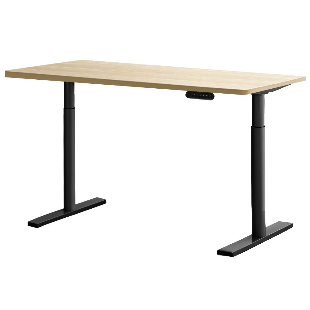 Artiss Electric Standing Desk Motorised Adjustable Sit Stand Desks Black Oak Artiss