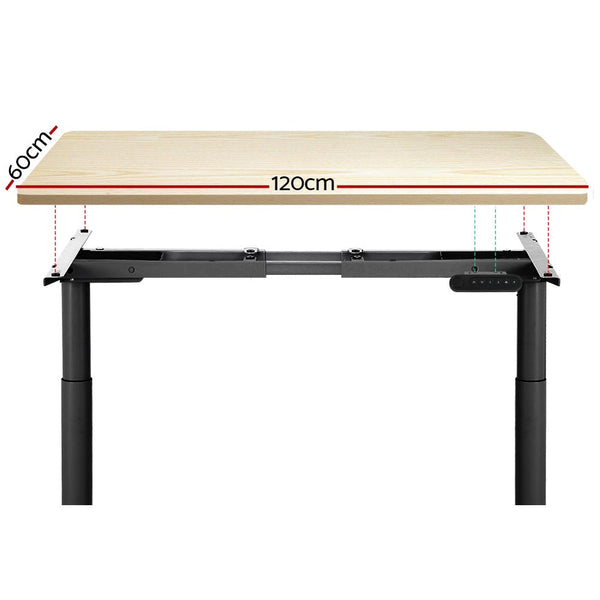 Artiss Electric Standing Desk Motorised Adjustable Sit Stand Desks Black Oak Artiss
