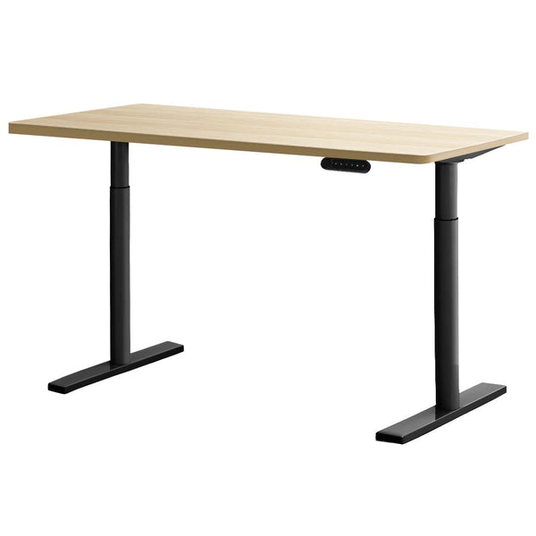Artiss Electric Standing Desk Height Adjustable Sit Stand Desks Black Oak 140cm Artiss