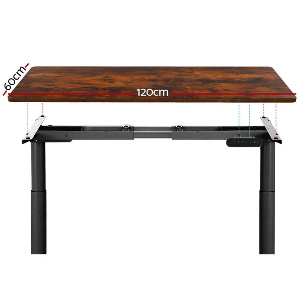 Artiss Electric Standing Desk Motorised Adjustable Sit Stand Desks Black Brown Artiss