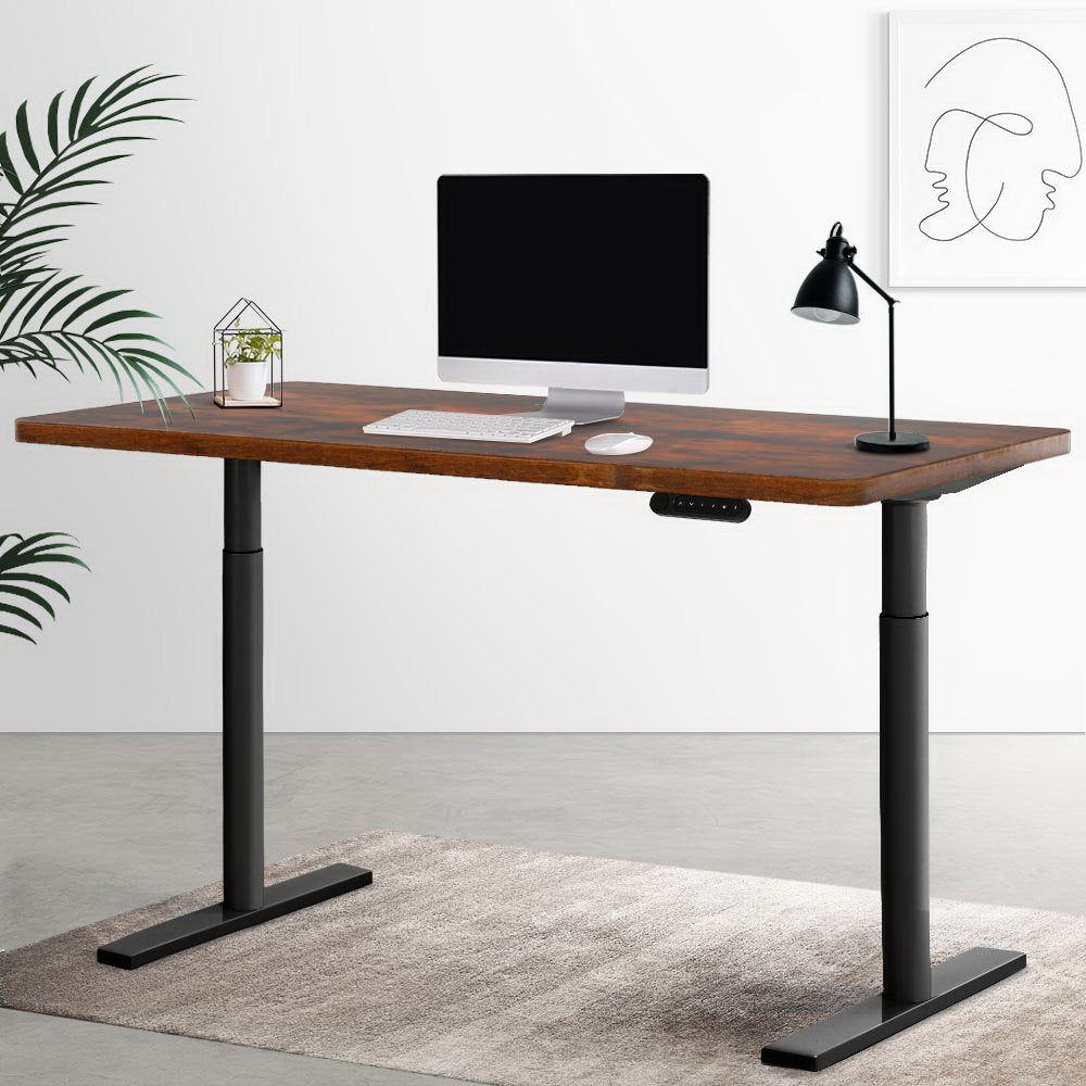 Artiss Electric Standing Desk Motorised Adjustable Sit Stand Desks Black Brown Artiss