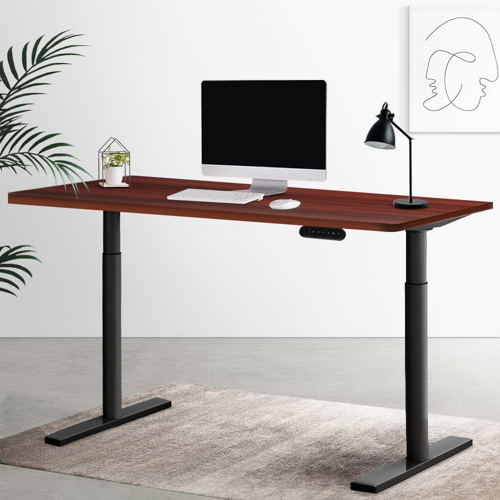 Artiss Electric Standing Desk Adjustable Sit Stand Desks Black Walnut 140cm Artiss