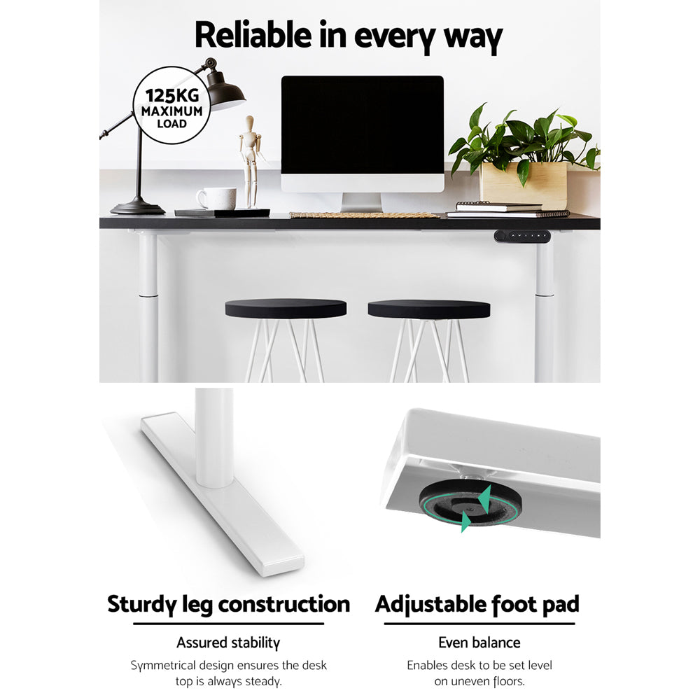 Artiss Standing Desk Sit Stand Motorised Adjustable Frame Only Dual Motor White Artiss