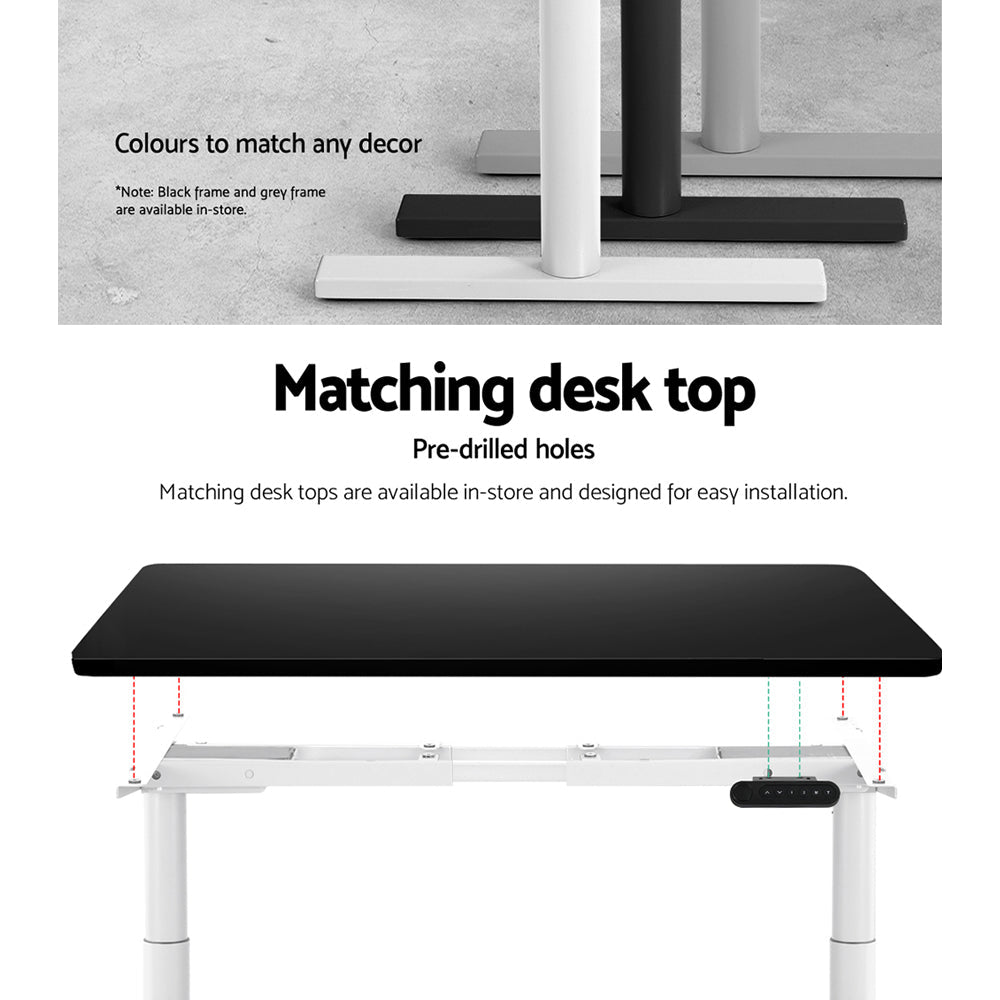 Artiss Standing Desk Sit Stand Motorised Adjustable Frame Only Dual Motor White Artiss