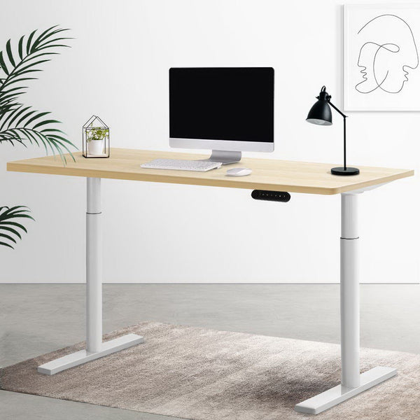 Artiss Electric Standing Desk Height Adjustable Sit Stand Desks White Oak Artiss