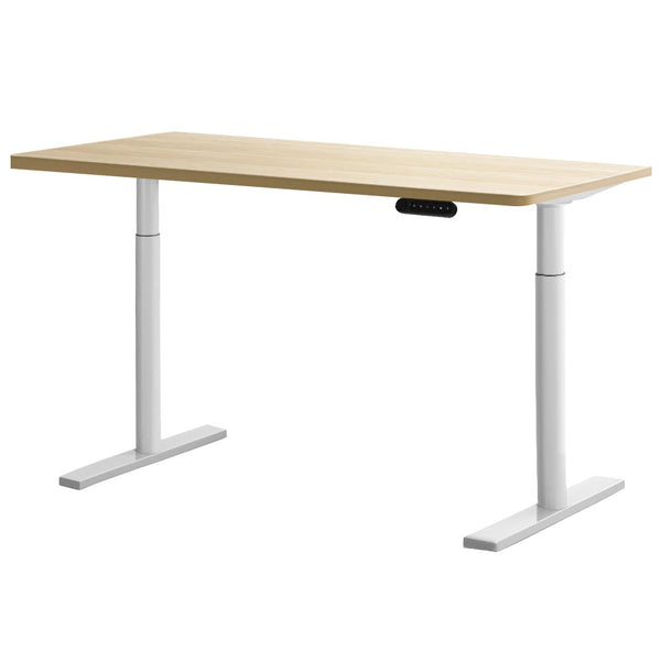 Artiss Electric Standing Desk Height Adjustable Sit Stand Desks White Oak 140cm Artiss